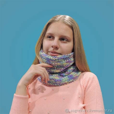 Вязанный женский шарф труба - Coral mix купить в интернет-магазине ...