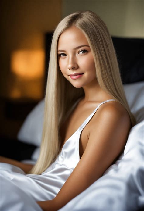 Lexica - Stunning angelic platinum blond young petite tween. Black