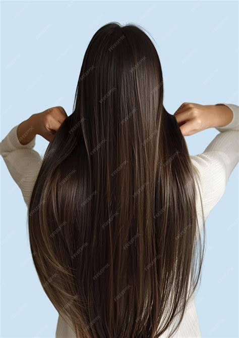 Premium PSD | A woman with long hair is holding her back to her head