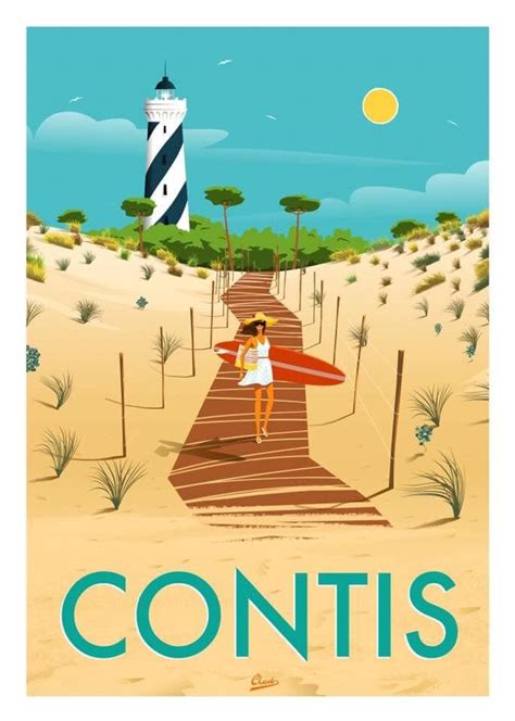 Affiche de Contis plage - Boutique Passion Aquitaine | Vintage travel