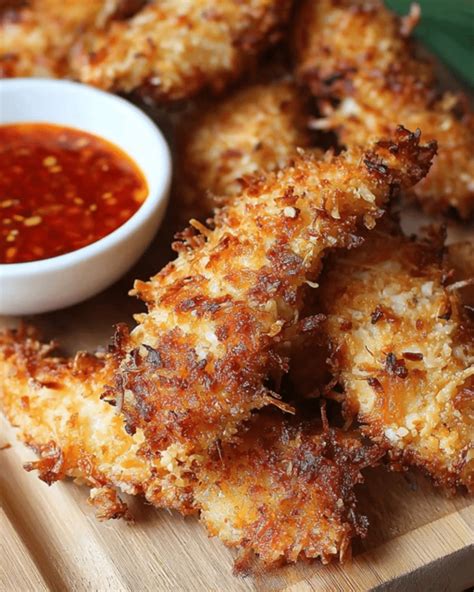 crispy coconut chicken tenders   easy crunchy dinner