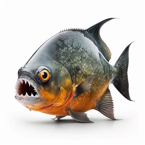 Premium Photo | Scary piranha fish with big teeth isolated on white