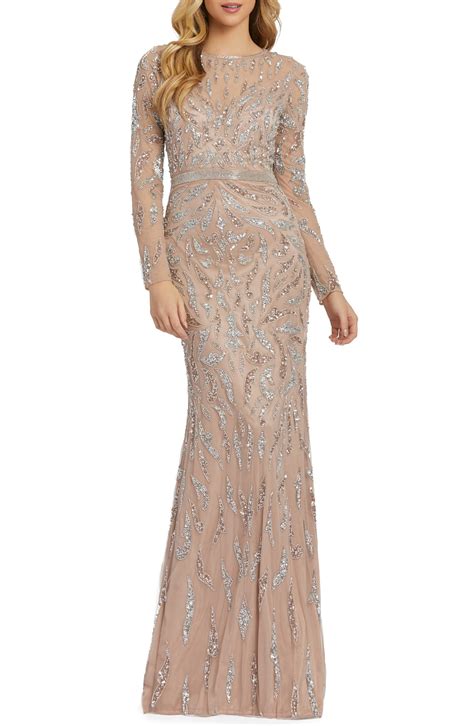 Mac Duggal Beaded Long Sleeve Gown | Nordstrom | Long sleeve dress