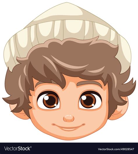 Boy with beanie hat natural facial expression Vector Image