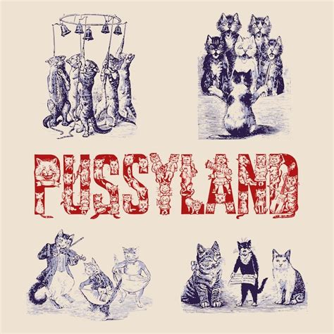 premium vector pussy land cute cats  kittens playing  retro