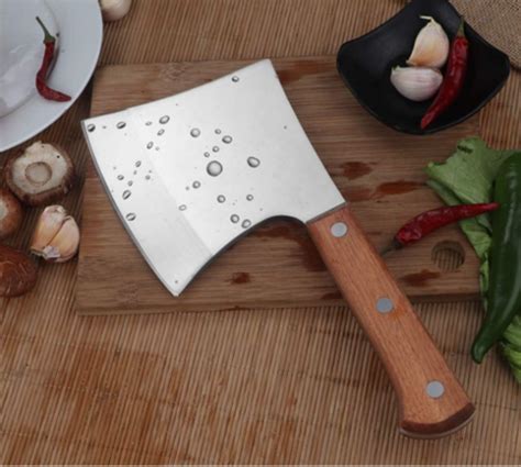 stainless steel heavy duty bone cutting knife  wood handle  home