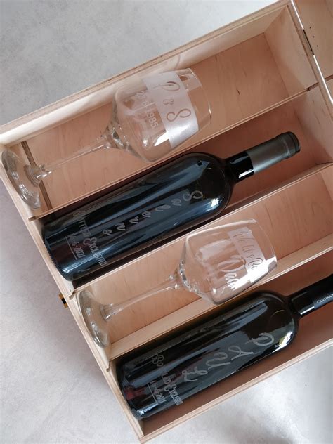 custom wine box set    wine bottles   wine glasses dzyn malta