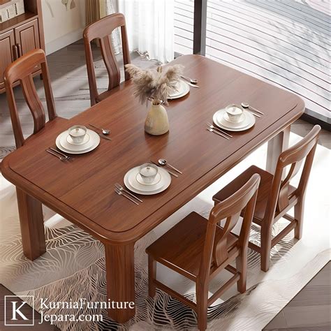 meja makan minimalis  kursi kayu solid elegan kurnia furniture jepara