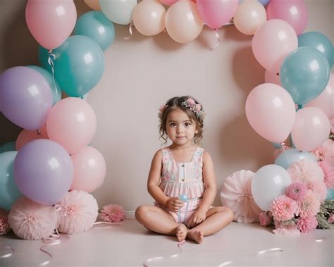 Premium AI Image | Baby birthday background decoration with balloons