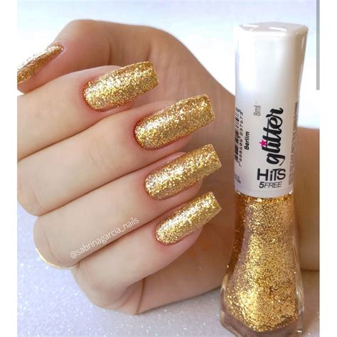Esmalte Dourado Com Glitter