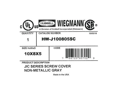 HW-J100805SC | Enclosure: NEMA 1/3R/4X/6P/12, 10 x 8 x 5in, wall mount ...
