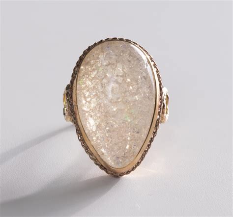 lot crazed opal solitaire ring