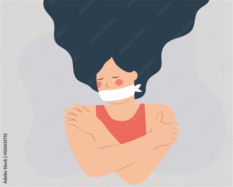 Oppressed woman cries and suffers from sexual harassment or ...
