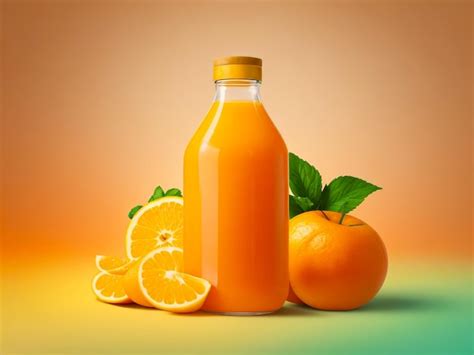 Premium Photo | Juice big bottle and Orange