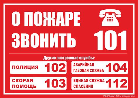 Скачать табличку "О пожаре звонить 101" - Файлы для распечатки
