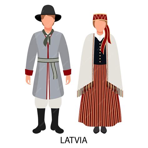 Premium Vector | A man and a woman a couple in latvian folk costumes