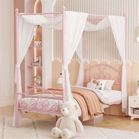 Amazon.com: Weehom Princess Canopy Bed Frame with 4 Posters, Sturdy