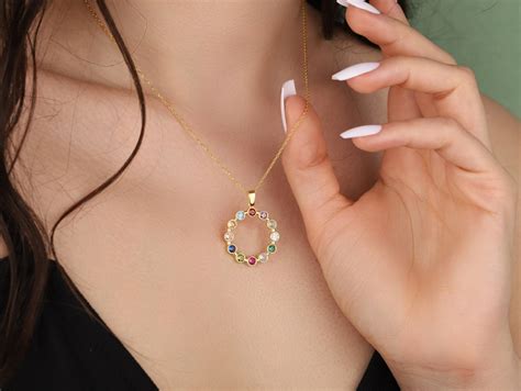 14k Gold Birthstone Necklace , Birthstone Necklace , Family Birthstone ...