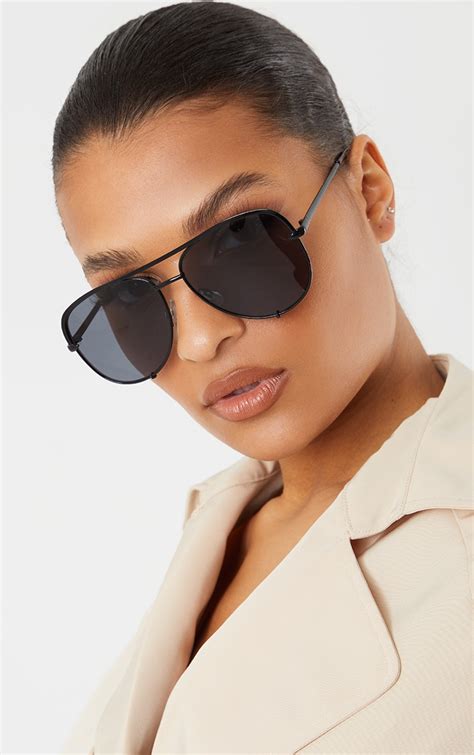 black  black oversized aviator sunglasses accessories prettylittlething usa