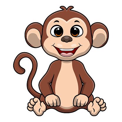 Süßer Kleiner Affe Cartoon Auf Weißem Hintergrund Stock Vektor Art und
