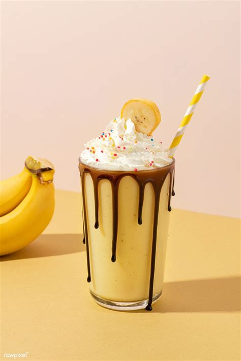 Chocolate Banana Milkshake with Whipped Cream | Premium Image by