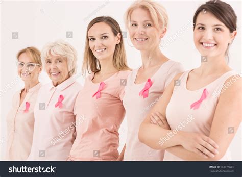 Multigenerational Women Combining Forces Breast Cancer Stock Photo ...