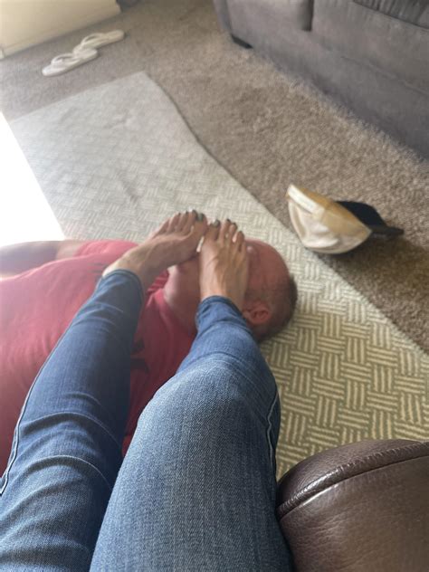 My cute green nylon feet on his face and in his mouth outdoor : r