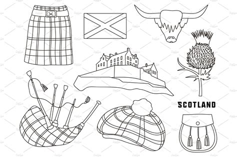 Scotland country set icons by Netkoff on @creativemarket | Scotland ...