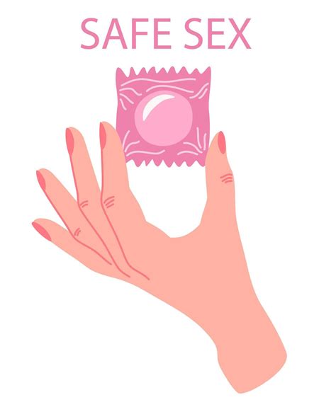 Woman's hand holds packed condom. Safe sex. Contraception, sexual