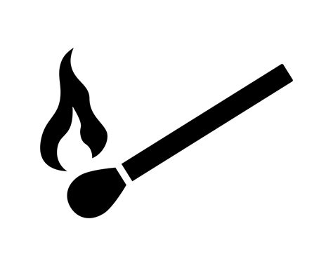 Burning match icon. Wooden stick for kindling fire with flammable
