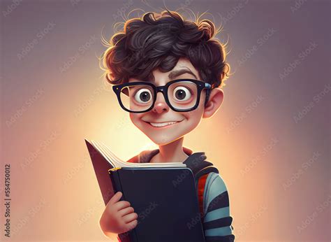 cute  smart nerd boy  reasearch reading  book wearing thick