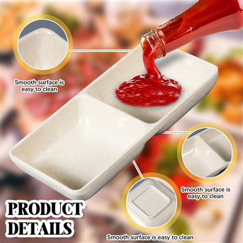 Snapklik.com : Gejoy 12 Pcs Dual Dipping Sauce Bowls Soy Sauce Dish