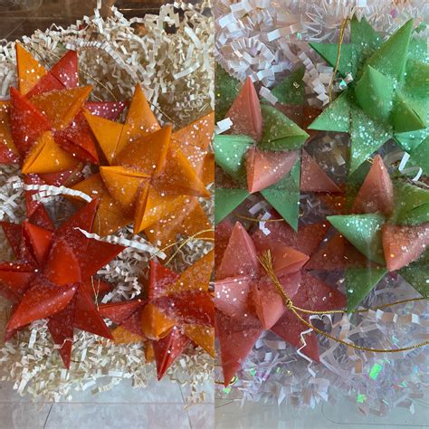 Boxed Medium German Stars, Froebel Stars, Polish Stars, Folded and