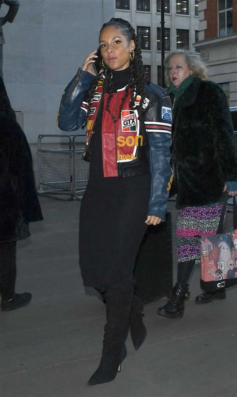 Alicia Keys in a Black Dress Arrives at BBC Broadcasting House in