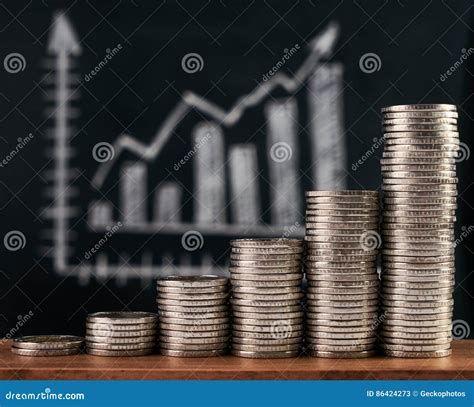 business  growing finance concept  graph  coins stock image