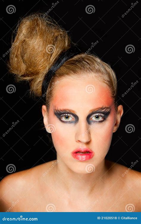 Pretty Woman with Extravagant Makeup Stock Photo - Image of pose, skin ...