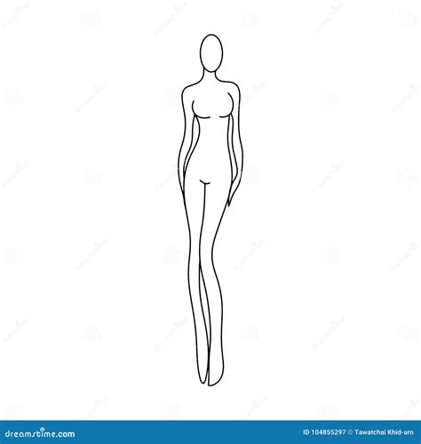 Outline Girl Model Template for Fashion Women Figure Sketching F Stock ...