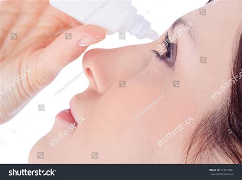 Woman Dripping Eye Eyes Drops Stock Photo 233773027 | Shutterstock