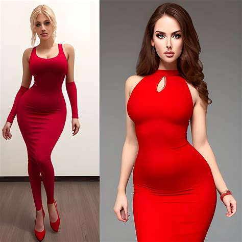 beautiful woman with an hourglass figure wearing a tight-fitting red