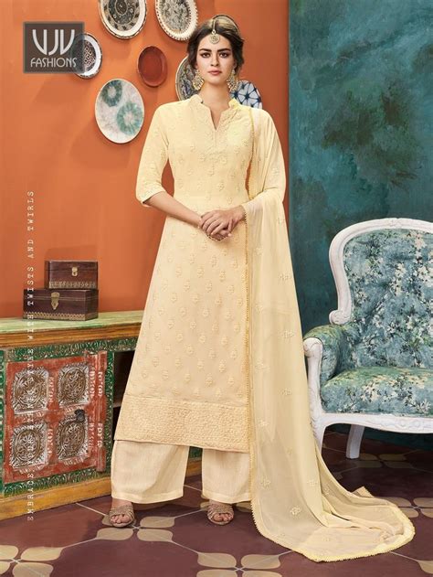 tremendous cream color faux georgette designer salwar suit modest