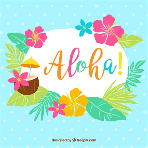 Premium Vector | Aloha background with leaves and flowers