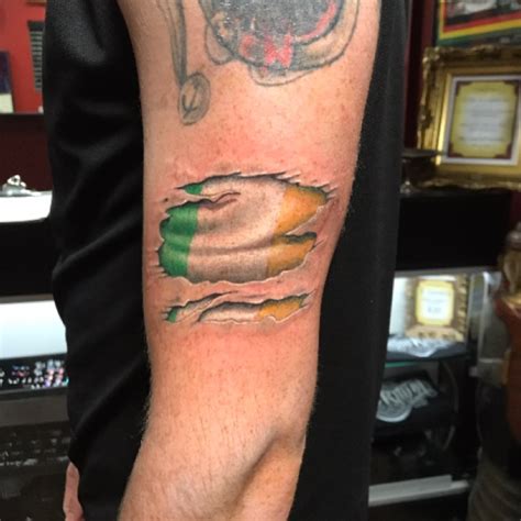 Waving Irish Flag Tattoo