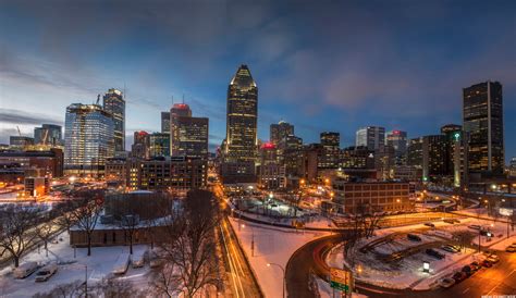Night time Cityscape with lights in Montreal, Quebec, Canada image