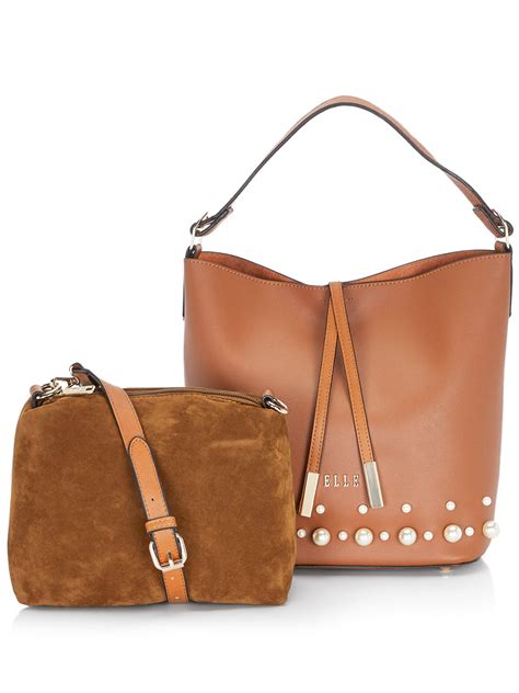 Buy ELLE Tan Solid Handbag Online