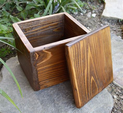 rustic wooden box  lid small storage keepsakes jewelry box diy