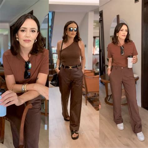 Look Marrom Feminino - Marrom café | Look com calça marrom, Calça marrom, Looks com calça marrom