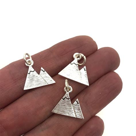 Mountain charm silver mountain charm nature charm outdoors | Etsy