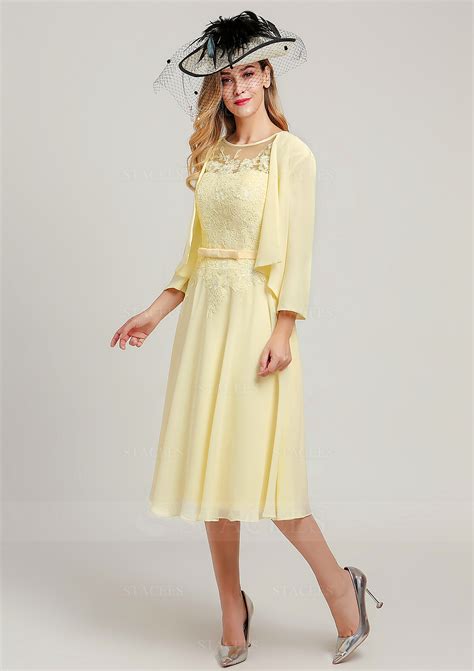 Sleeveless Scoop Neck Tea-Length Chiffon A-line/Princess Mother of the