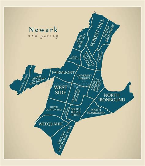 Modern City Map - Newark New Jersey City of the USA with Neighbo Stock Vector - Illustration of ...