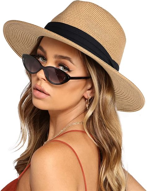 women wide brim summer hat panama straw hat beach fedora hat honest